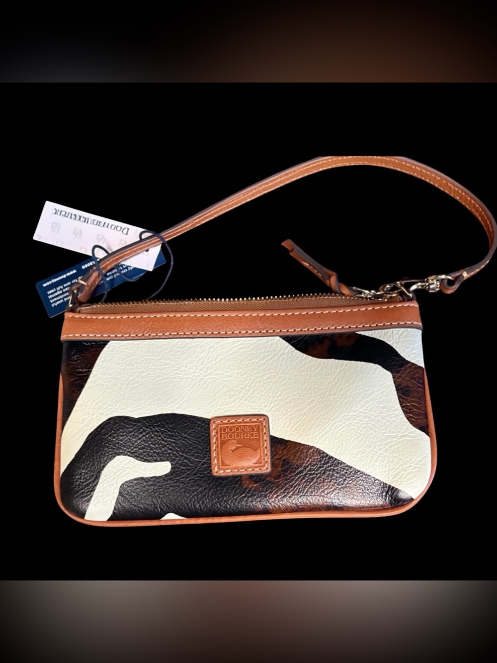 NWT Dooney & Bourke Zebra Print Leather Large Slim Wristlet WZEBL1111